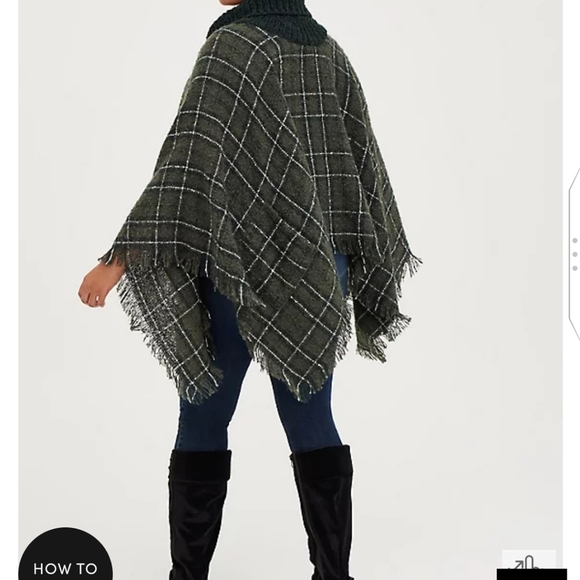 🆕 OLIVE PLAID PONCHO - PLUS SIZE - Picture 6 of 6